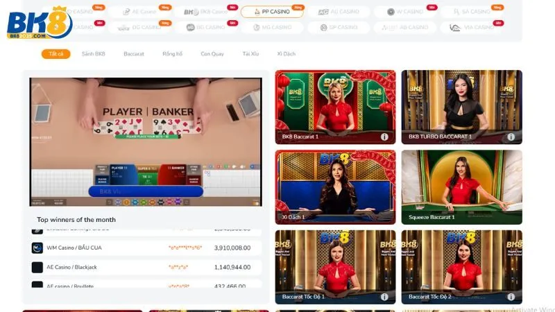 Top các tựa game Casino BK8 cực hấp dẫn